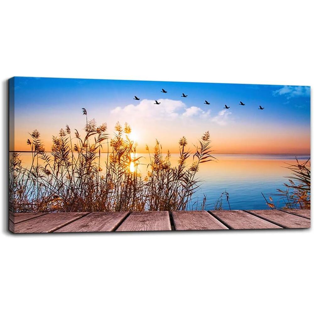 MHARTK66 Wall Art for living room Canvas Print Artwork Wall Art Decor Blue ocean